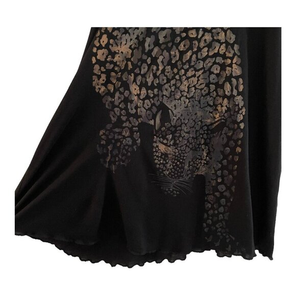 Lauren Moshi Black Leopard Graphic Asymmetrical Hem Tunic Tank Top Size XS Modal - Picture 8 of 10